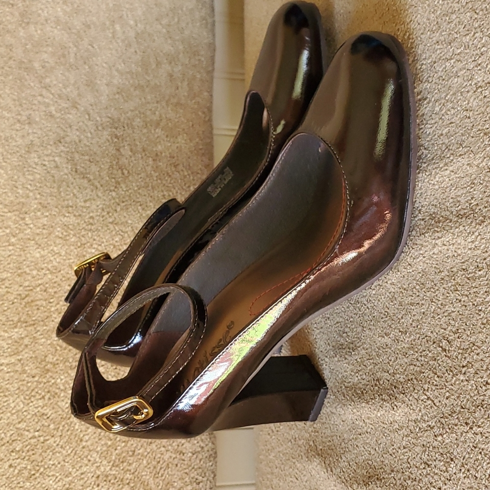 EUC Matisse heels leather upper size 7M brown black shiny glossy - Picture 10 of 11